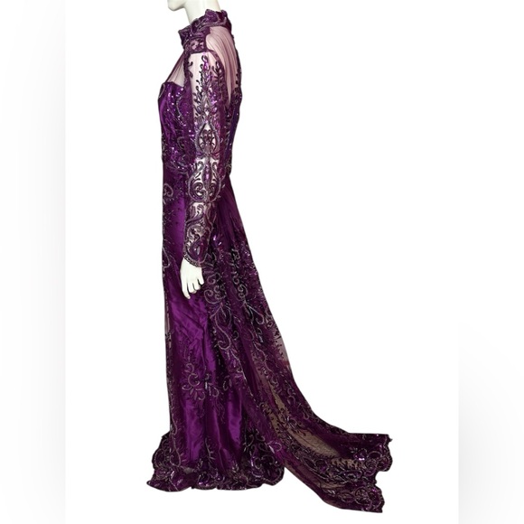 Unbranded Glamorous Elegant Purple Sequined/Jeweled Evening Formal Gown - Picture 2 of 16